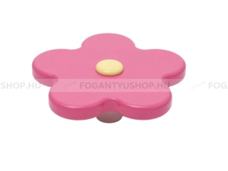 RUJZ DESIGN Gyerek fogantyú virág - 1 furatos - 816.70 - Alumínium - Rózsaszín - Zamak fém ötvözet - Műanyag