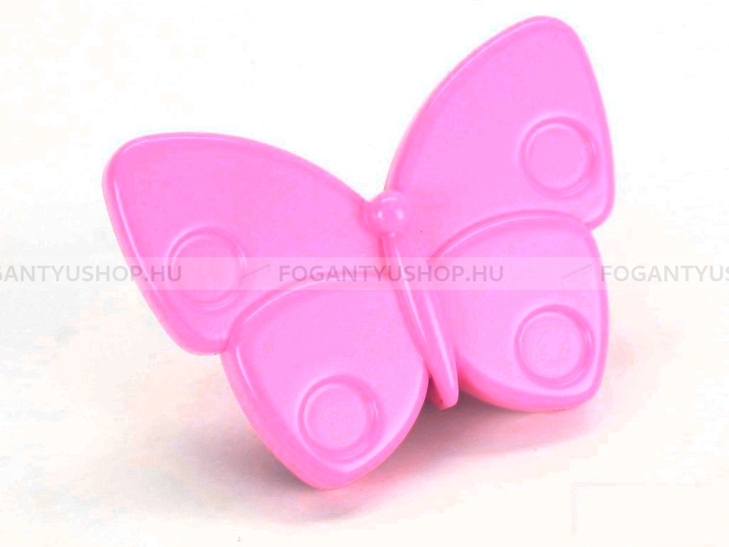 RUJZ DESIGN Bútor fogantyú - Gyerek lepke pillangó 845.27 lila - 1 furatos - Barbi lila vijola barby - Műanyag - Mesefigurás, állatos gyerekbútor fogantyú
