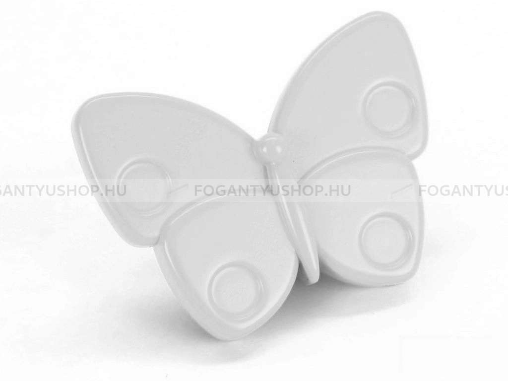 RUJZ DESIGN Fogantyú - Gyerek lepke pillangó 845.27 - 1 furatos - Fehér belo - Farmer szövet - Mesefigurás, állatos gyerekbútor fogantyú