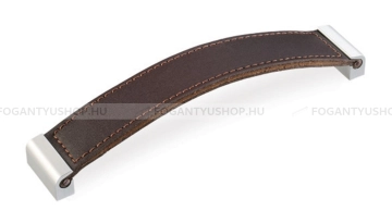 RUJZ DESIGN Bútor fogantyú - 160 mm - 592.15 - Ezüst - Sötétbarna bőr - Alumínium - Bőr
