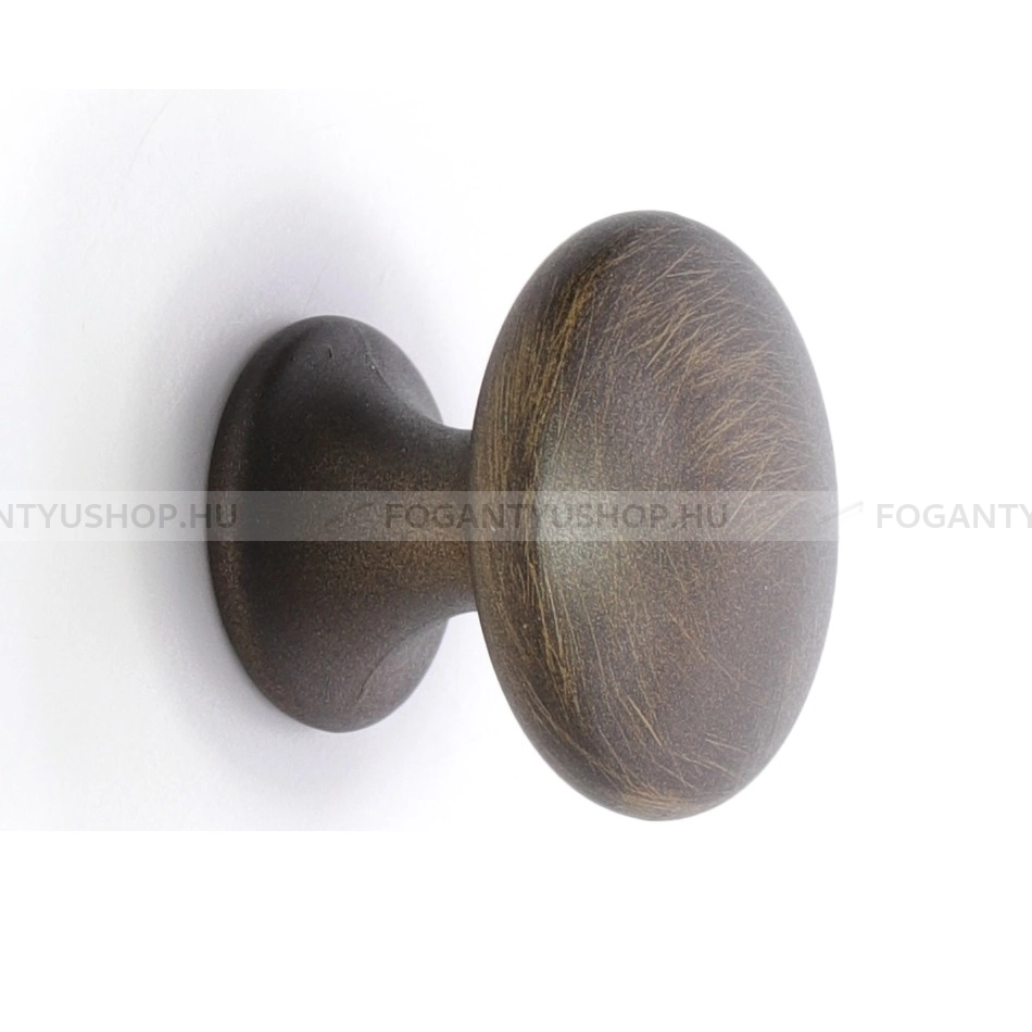 RUJZ DESIGN Bútorgomb - 162.24 - 1 furatos - Antik patina barna  - Zamak fém ötvözet - Antikolt, vintage fém gombfogantyú (szögletes, kerek)