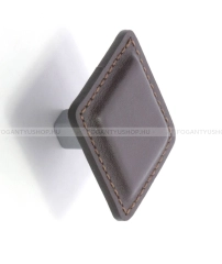 RUJZ DESIGN Bútor fogantyú - 1 furatos - 826.30f - Matt króm - Sötétbarna bőr - Zamak fém ötvözet - Bőr