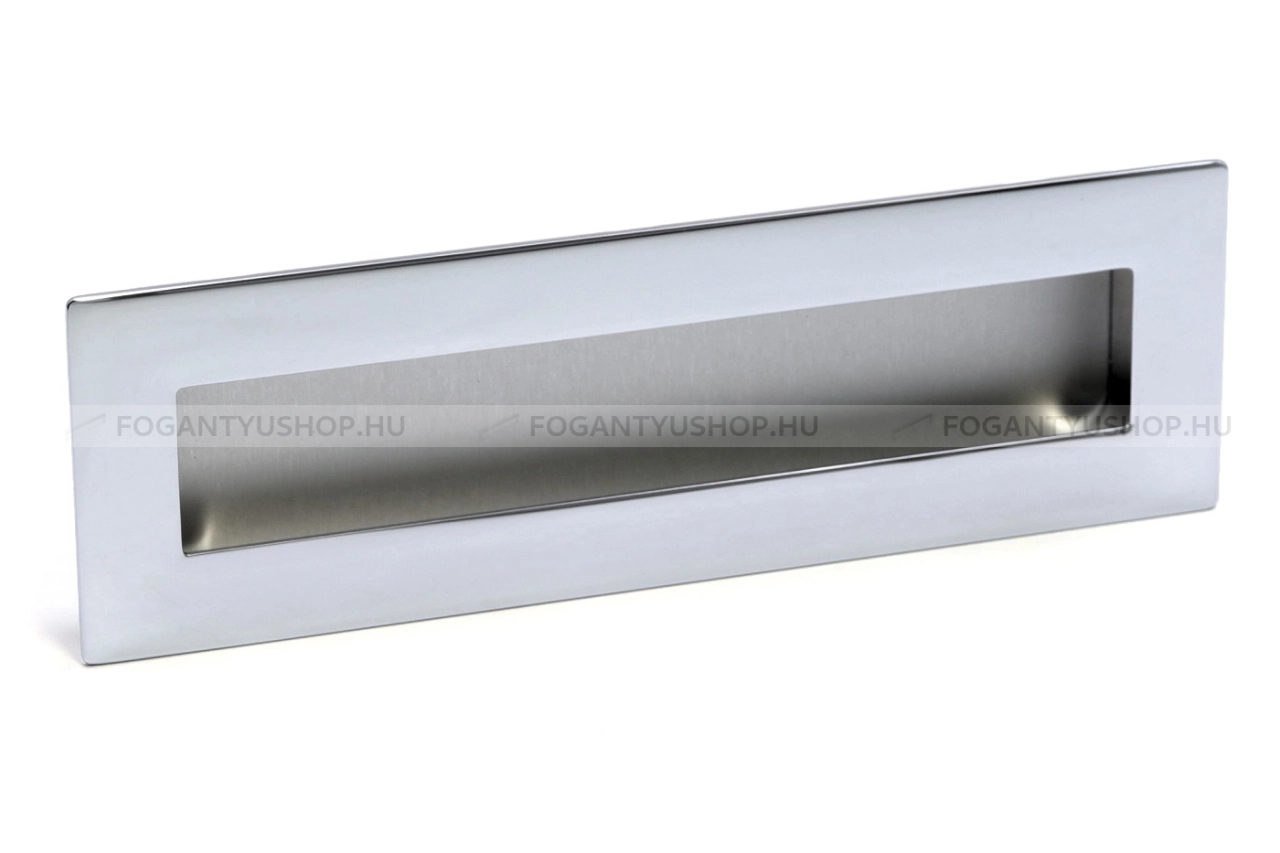 RUJZ DESIGN Fogantyú - 160 u9.175-55 - furattáv 160 mm - Fényes króm Cr - Zamak fém ötvözet - Bútorajtó felületébe marható, süllyeszthető fém fogantyú