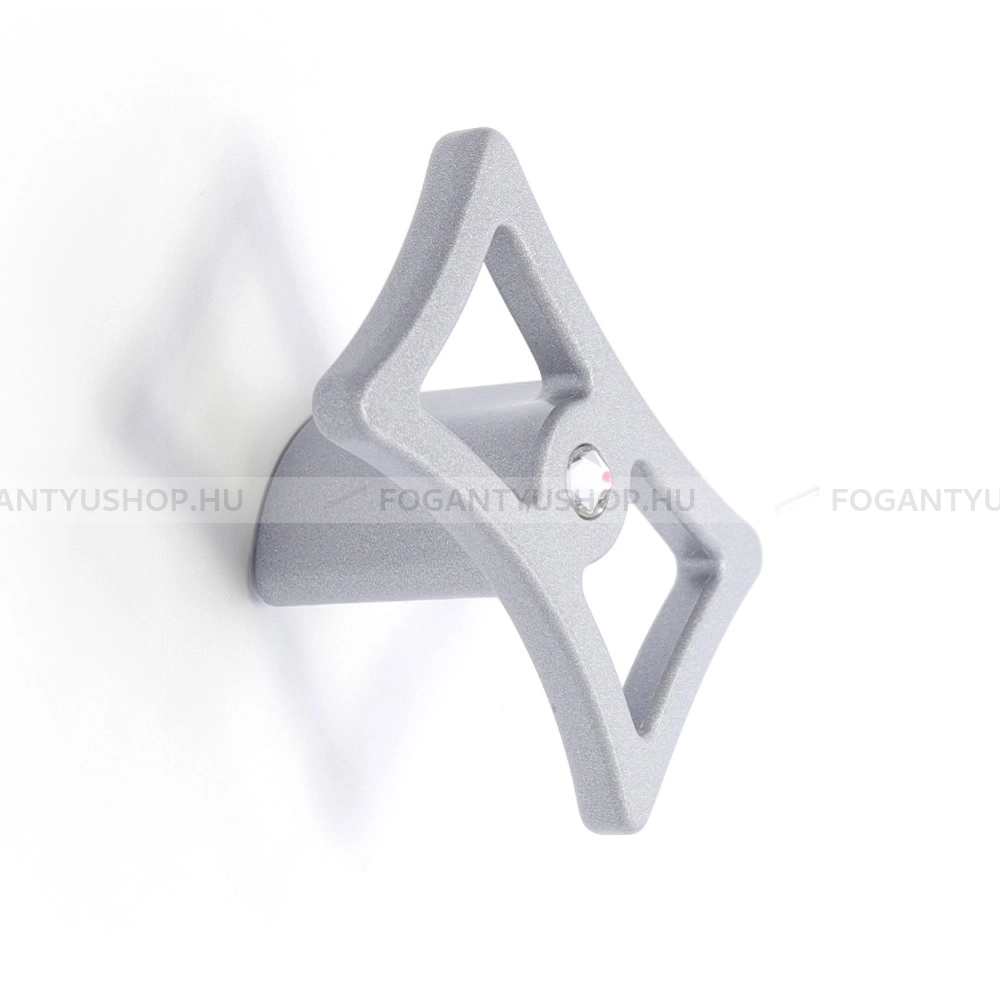 RUJZ DESIGN Gomb fogantyú - 589.01 - 1 furatos - Festett aluminium hatás MCrEL, Átlátszó kristály  - Zamak fém ötvözet, Swarovski kristály - Fém gombfogantyú, bútorgomb (szögletes, kerek)