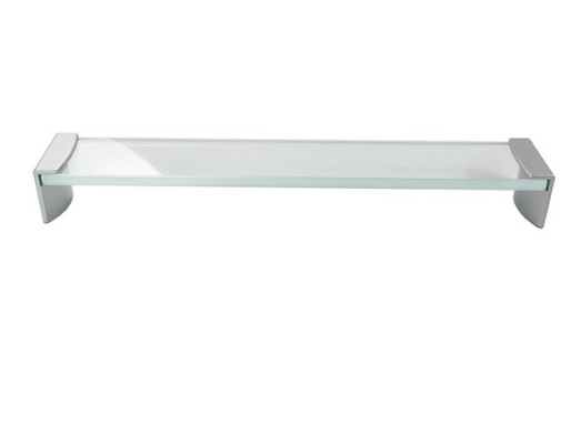 RUJZ DESIGN Fogantyú - 528.03 - Ezüst inox (szálcsiszolt) - Átlátszó üveg - Zamak fém ötvözet - Üveg - Edzett üveggel kombinált fém bútorfogantyú
