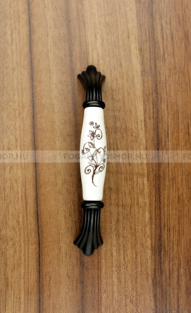 GIUSTI Bútor fogantyú - 96 M7001G1B1G - furattáv 96 mm - Bronz  - Zamak fém ötvözet, Porcelán - Porcelánnal kombinált antikolt fém bútorfogantyú