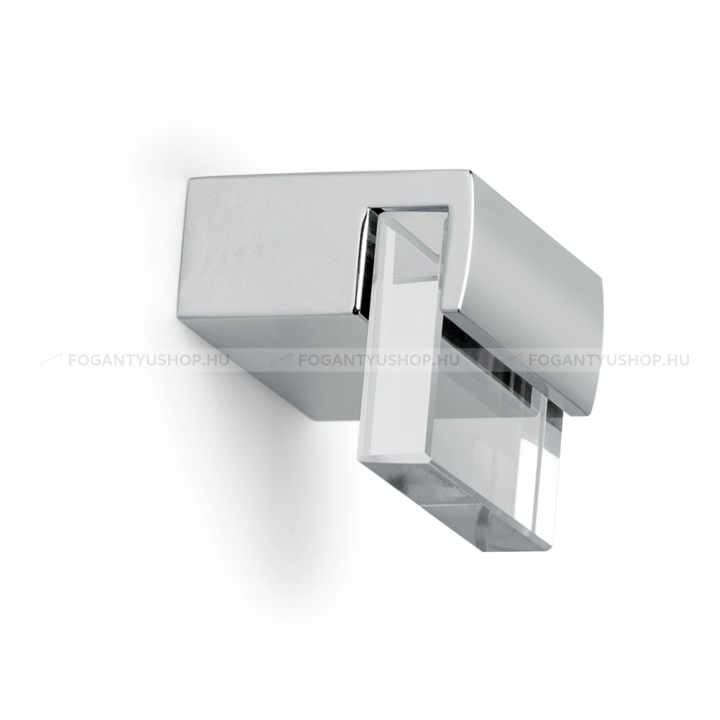 VIEFE Bútor fogantyú - GLASS KNOB - Fényes króm Cr, Átlátszó üveg  - Edzett üveggel kombinált fém bútorfogantyú