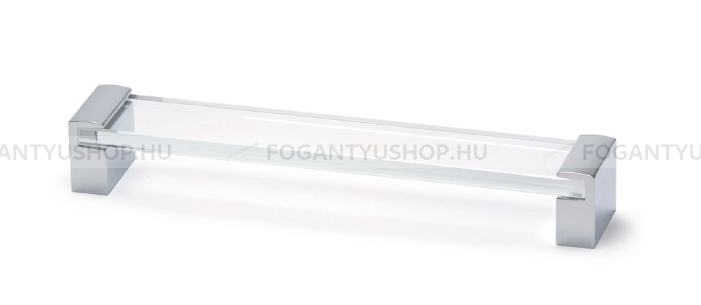 VIEFE Bútorfogantyú - GLASS HANDLE - Fényes króm Cr, Átlátszó üveg  - Edzett üveggel kombinált fém bútorfogantyú