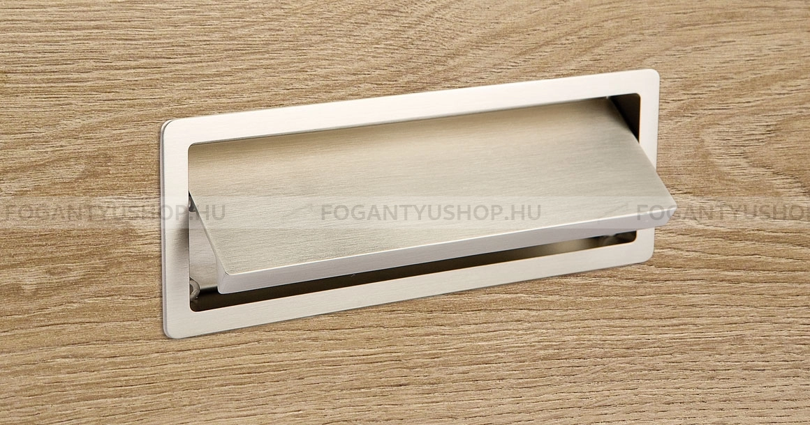 VIEFE Bútor fogantyú - RASO - Csiszolt nikkel Z23 - Zamak fém ötvözet - Bútorajtó felületébe marható, süllyeszthető fém fogantyú