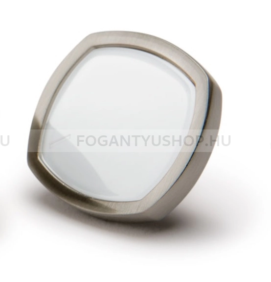 VIEFE-Fogantyu-QUATTRO---28-mm---Szalcsiszolt-nikkel---Feher---Szines-fem-es-akrillal-kombinalt-fem-gombfogantyu