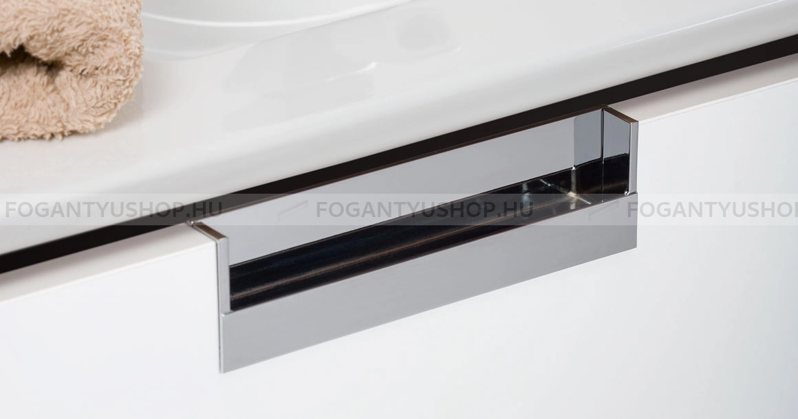 VIEFE Fogantyú - FLAT 160 - furattáv 160 mm - Polírozott króm Z01 - Zamak fém ötvözet - Bútorajtó élébe marható, süllyeszthető fém fogantyú