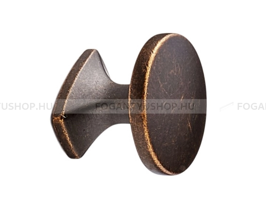 FURNIPART Gomb fogantyú - CLASSIC KNOB - 1 furatos - Antik barna 23 - Zamak fém ötvözet - Antikolt, vintage fém gombfogantyú (szögletes, kerek)