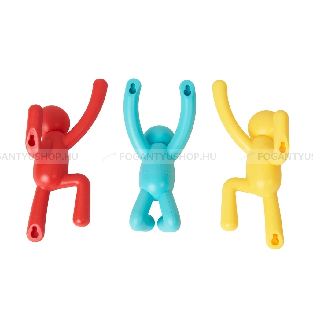 UMBRA BUDDY - Fogas szett - Emberke formájú - 3 darabos - Műanyag - Piros, kék, sárga