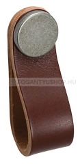 VIEFE Fogantyú Fogantyú FLEXA KNOB - 1 furatos - Antik ezüst - Barna bőr - Zamak fém ötvözet - Bőr - Bőrrel kombiná - 1 furatos -  - Zamak fém ötvözet - Bőr