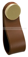 VIEFE Fogantyú Fogantyú FLEXA KNOB - 1 furatos - Szálcsiszolt sárgaréz I. - Barna bőr - Zamak fém ötvözet - Bőr - B - 1 furatos -  - Zamak fém ötvözet - Bőr
