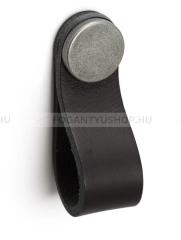 VIEFE Fogantyú Fogantyú FLEXA KNOB - 1 furatos - Antik ezüst - Fekete bőr  - Zamak fém ötvözet - Bőr - Bőrrel kombi - 1 furatos -  - Zamak fém ötvözet - Bőr