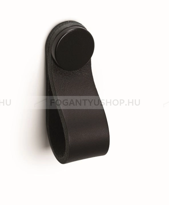 VIEFE Bútorfogantyú - FLEXA KNOB Festett - Fekete bőr + matt fekete P99M2 - Zamak fém ötvözet, Bőr - Bőrrel kombinált fém bútorfogantyú