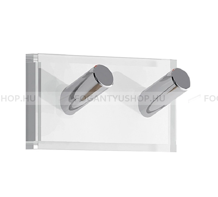 GEDY RAINBOW - Fürdőszobai fali fogas dupla akasztóval - Fehér akril, krómozott fém