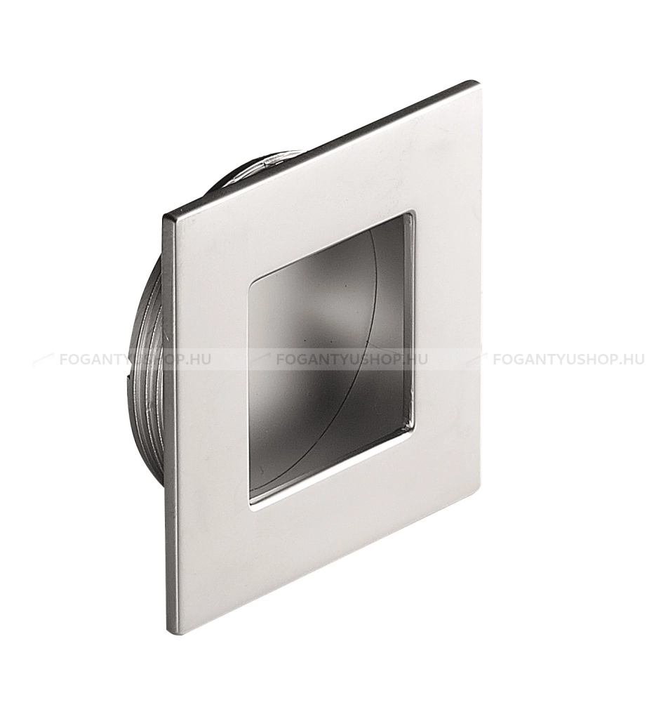 FURNIPART Fogantyú - INN 50 x 50 - 1 furatos - Szálcsiszolt 66 - Zamak fém ötvözet - Bútorajtó felületébe marható, süllyeszthető fém fogantyú