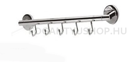 DIPLON Fürdőszobai fali fogas 5 db akasztóval (SE022125) - Krómozott fém