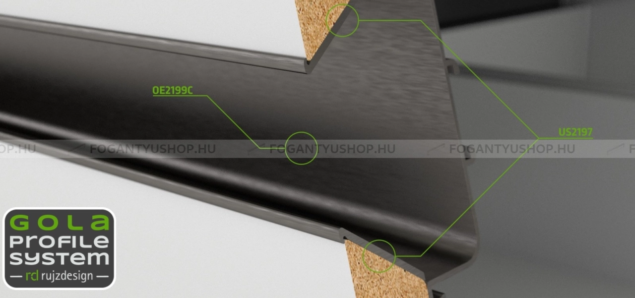 RUJZ DESIGN Fogantyú - us 2197B - Ezüst - Darabolható fém bútorfogantyú (fogantyú profil)