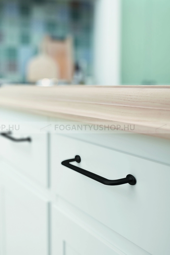 FURNIPART Fogantyú - U-TURN 160 Festett - furattáv 160 mm - Matt fekete 99 - Zamak fém ötvözet - Egy méretben gyártott színes fém bútorfogantyú
