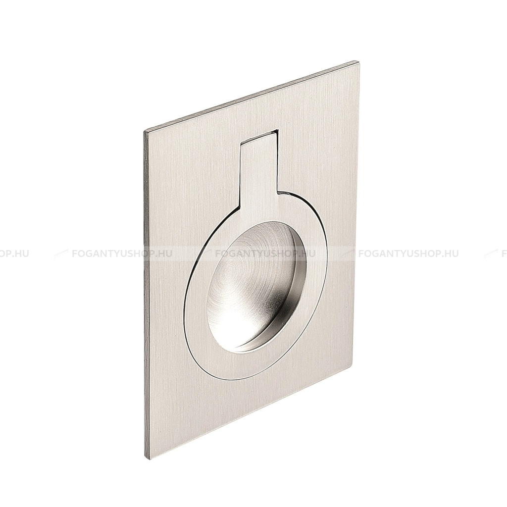 FURNIPART Bútor fogantyú - FLUSH - 1 furatos - Szálcsiszolt 66 - Zamak fém ötvözet - Bútorajtó felületébe marható, süllyeszthető fém fogantyú