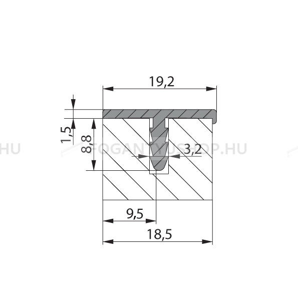 RUJZ DESIGN Fogantyú - 442.19 - Alumínium - Darabolható fém bútorfogantyú (fogantyú profil)