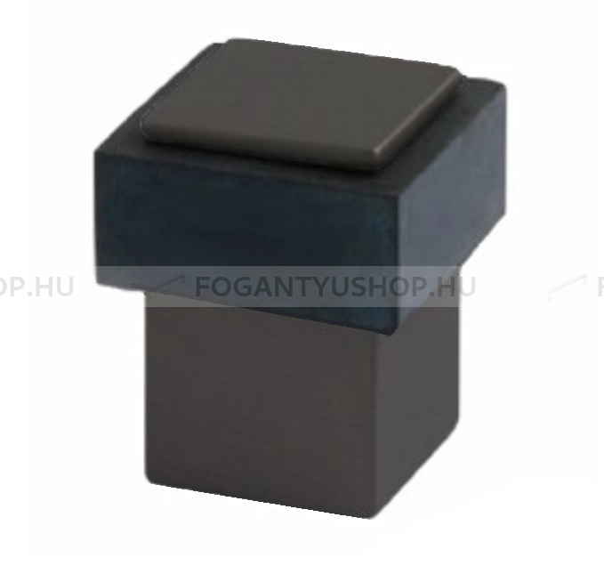 MAESTRO Ajtóütköző - Padlóra szerelhető, szögletes, kicsi, 2,6x3,2cm - Titánszürke fém, fekete gumi