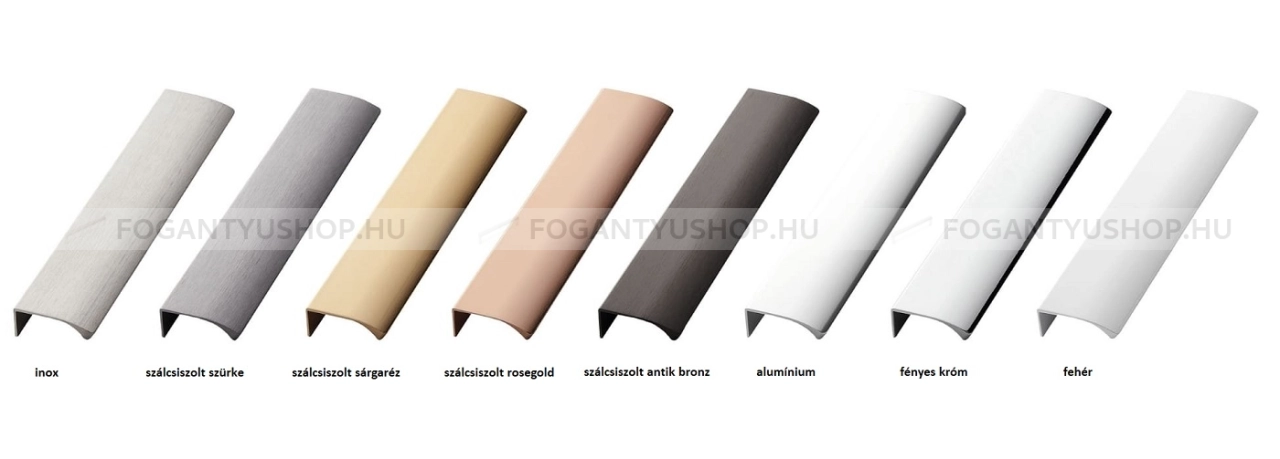 FURNIPART Fogantyú EDGE STRAIGHT - Szálcsiszolt sárgaréz II. - Bútorajtó élére ültethető színes fém fogantyú