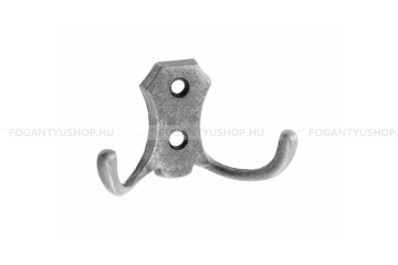 GTV Kabátakasztó - K24-B0 - Antik ezüst 07 - Zamak fém ötvözet - Dupla akasztós fogas