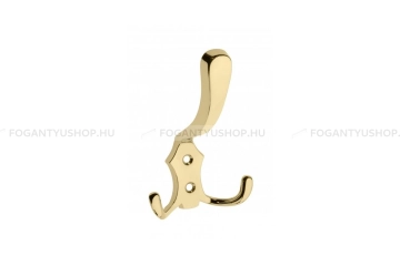 GTV Kabát fogas - K24-A0 - Sárgaréz 03 - Zamak fém ötvözet - Kombinált, kalaptartós fogas