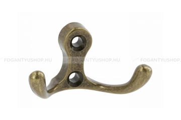 GTV Kabát fogas - K24-C0 - Antik bronz 04 - Acél fém - Dupla akasztós fogas