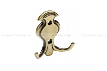 GTV Kabátakasztó - ORVIETO B0 - Antik csiszolt sárgaréz 09 - Acél fém - Dupla akasztós fogas