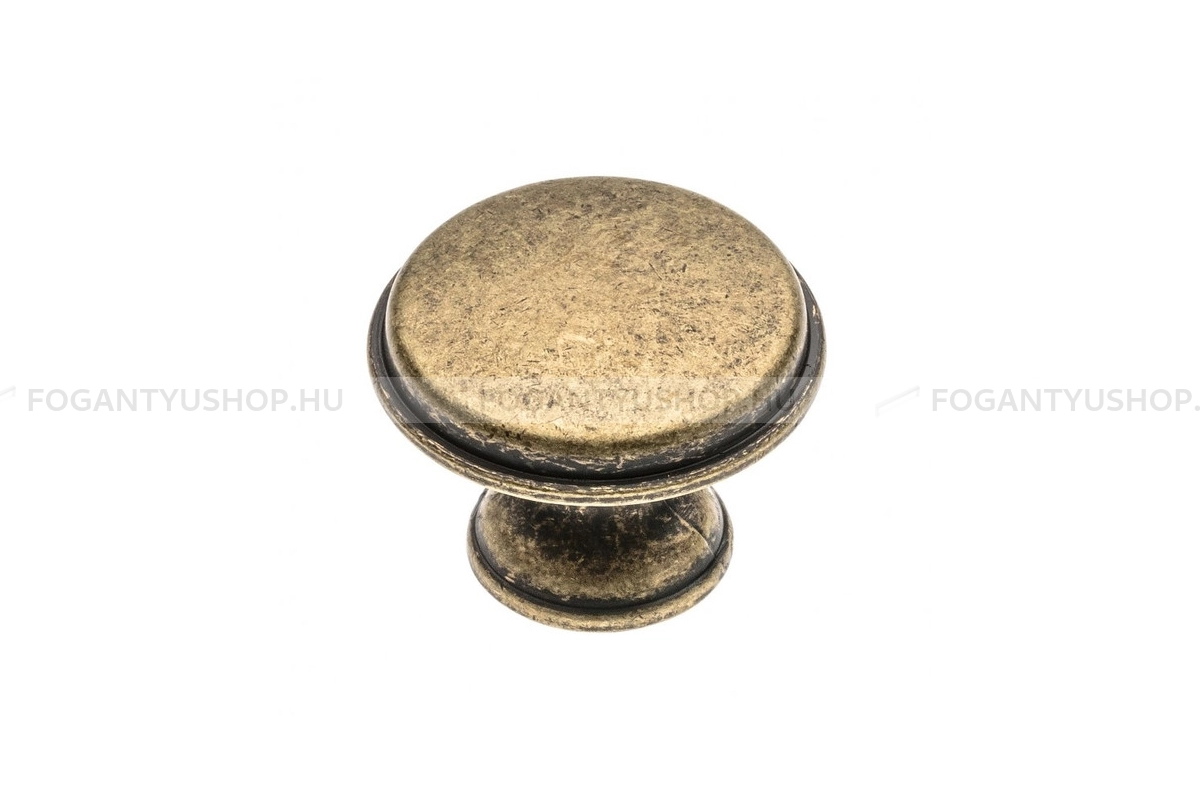 GTV Gomb fogantyú - CENTO - 1 furatos - Antik bronz 04 - Acél fém - Antikolt, vintage fém gombfogantyú (szögletes, kerek)