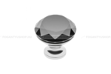 GTV Bútorfogantyú - GZ-CRPB - Króm átlátszó 01 - Acél fém - Edzett üveggel kombinált fém bútorfogantyú