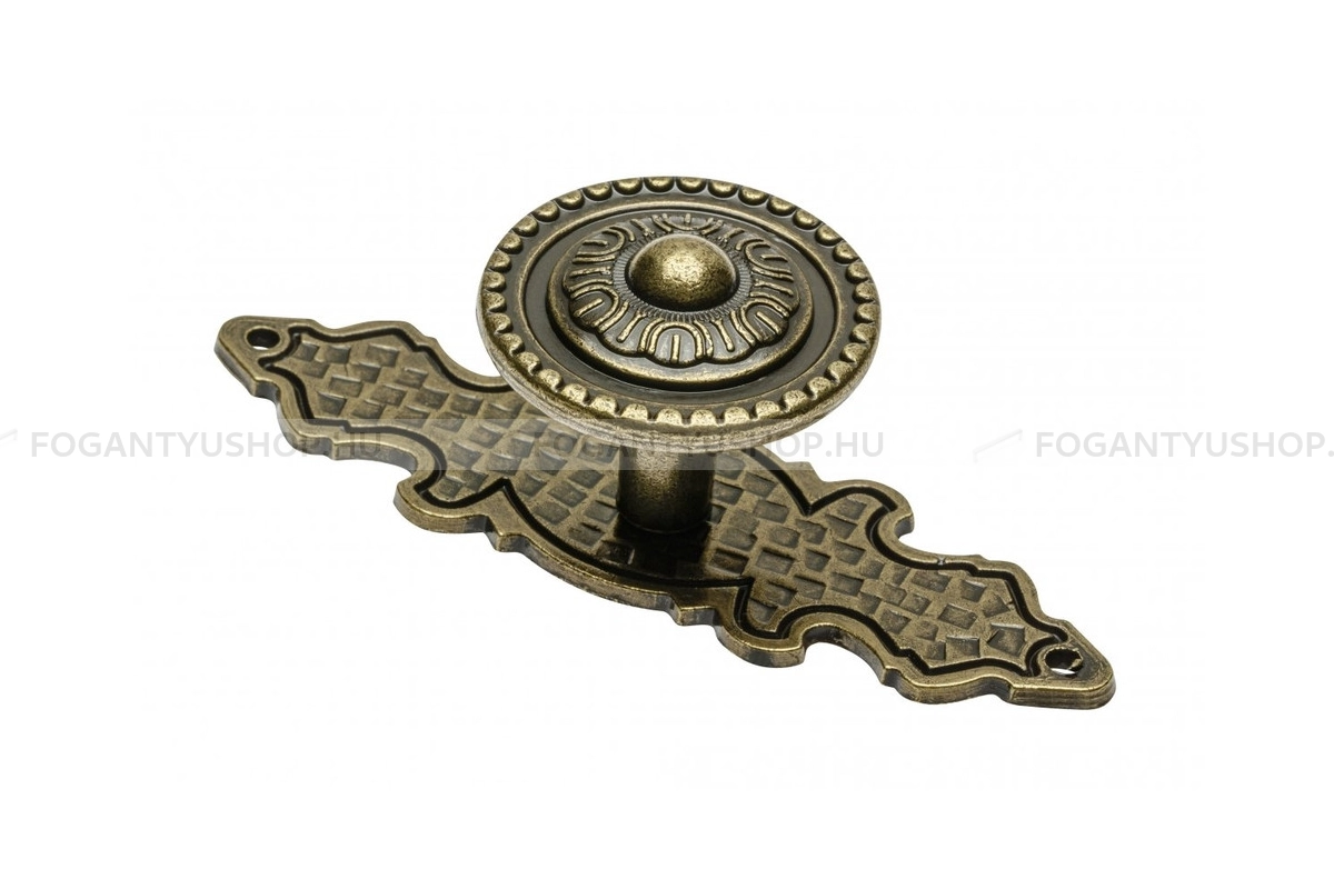 GTV Gomb fogantyú - GZ 1136 - 1 furatos - Antik bronz 04 - Acél fém - Antikolt, vintage fém gombfogantyú (szögletes, kerek)