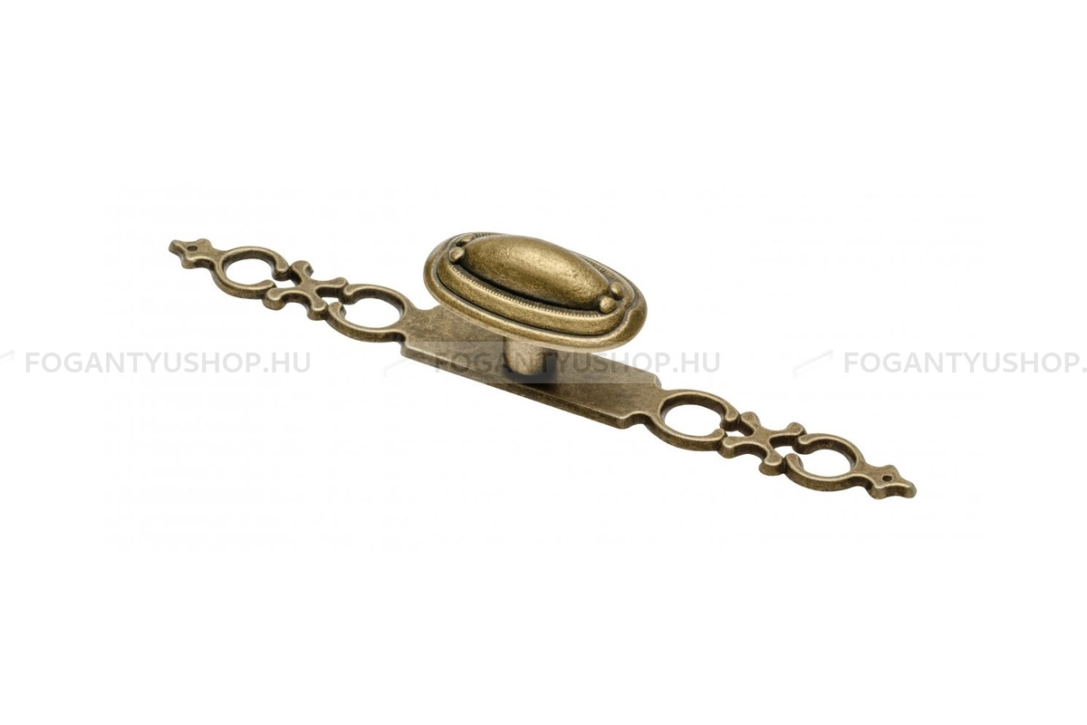 GTV Gombfogantyú - UZ-WP146 - furattáv 128 mm - Antik bronz 04 - Acél fém - Antikolt, vintage fém gombfogantyú (szögletes, kerek)