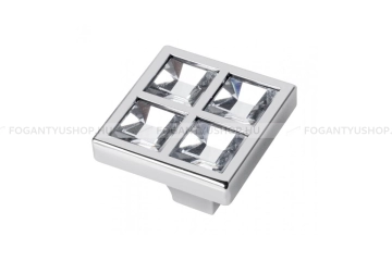 GTV Fogantyú - UZ-02C - Króm 01 - Acél fém - Edzett üveggel kombinált fém bútorfogantyú