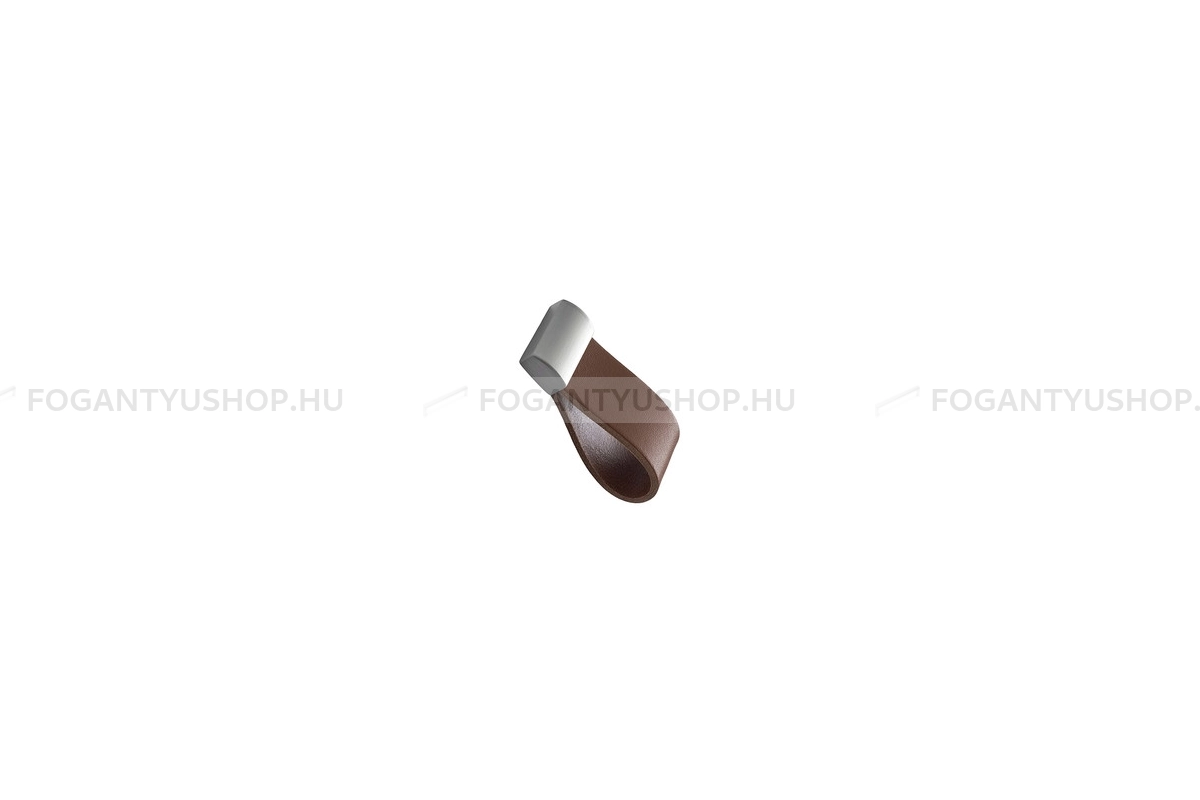 FURNIPART Fogantyú - STRAP fém-bőr konyak - furattáv 16 mm - Szálcsiszolt - konyak 105/66 - Alumínium - Egy méretben gyártott színes fém bútorfogantyú