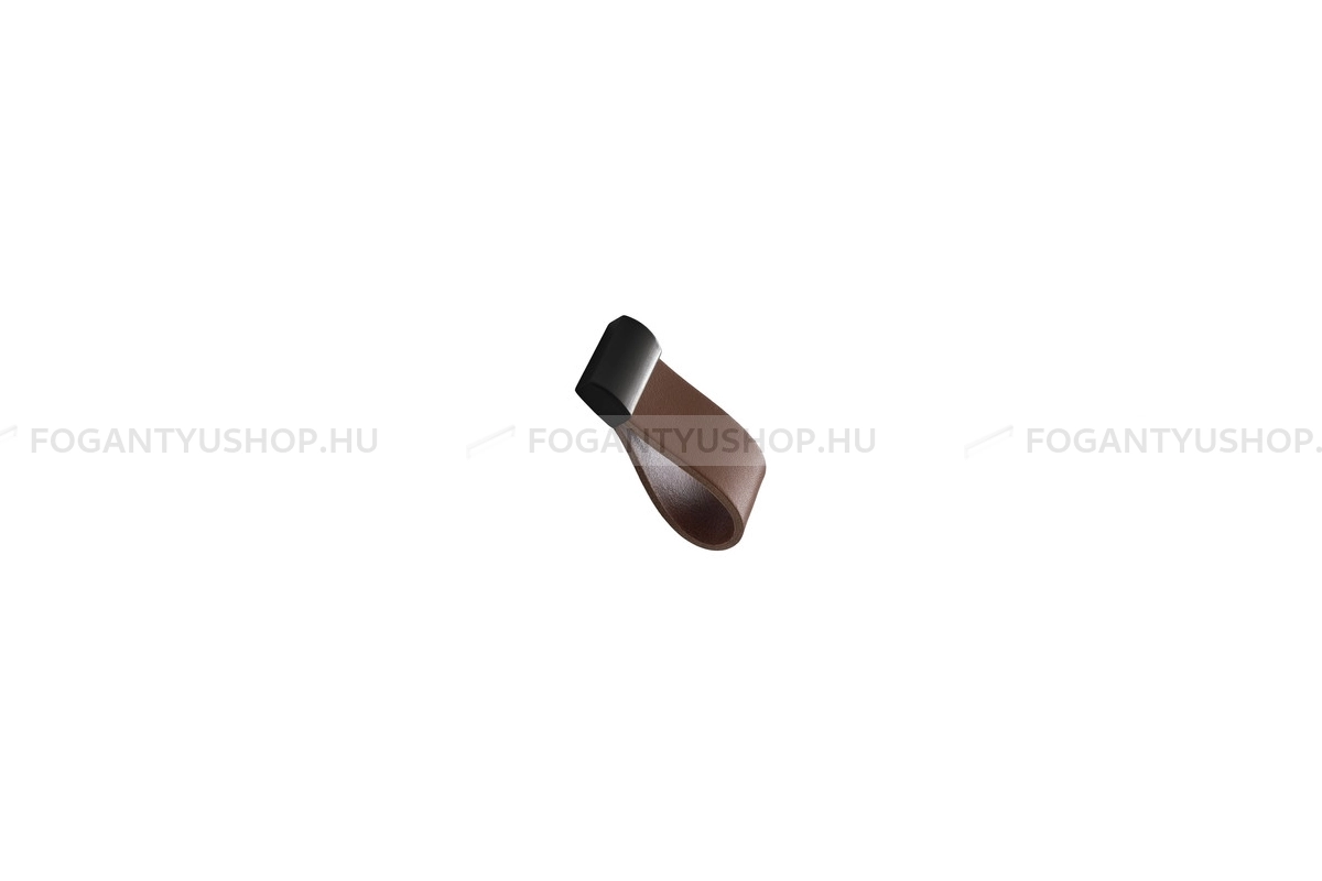 FURNIPART Fogantyú - STRAP fém-bőr konyak - furattáv 16 mm - Fekete - konyak 105/9005 - Alumínium - Egy méretben gyártott színes fém bútorfogantyú
