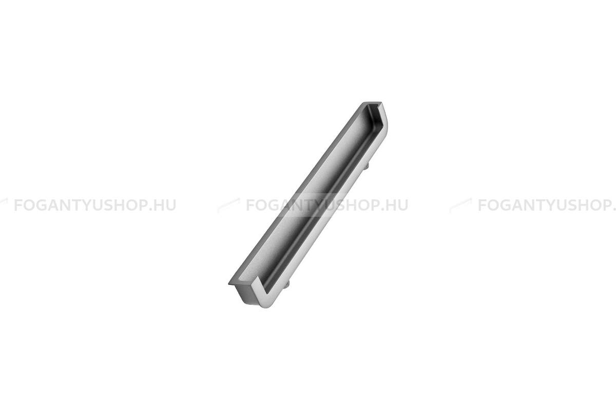 FURNIPART Bútorfogantyú - POCKET - furattáv 128 mm - Szálcsiszolt 66 - Zamak fém ötvözet - Bútorajtó felületébe marható, süllyeszthető fém fogantyú