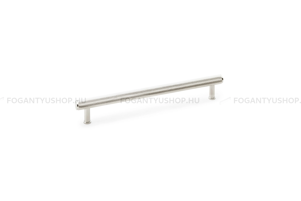ALEXANDER & WILKS Fogantyú - Crispin 224 recézett - furattáv 224 mm - polírozott nikkel - Réz - Prémium két furatos bútorfogantyúk