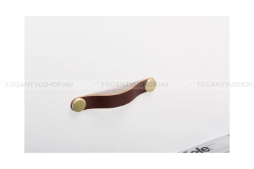 VIEFE Bútor fogantyú - Viefe FLEXA bőr-fém bőr + - Barna bőr + csiszolt sárgaréz P3627 - Bőr - Egy méretben gyártott színes fém bútorfogantyú