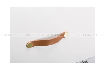 VIEFE Bútor fogantyú - Viefe FLEXA bőr-fém bézs bőr + - Bézs bőr + csiszolt sárgaréz P2627 - Bőr - Egy méretben gyártott színes fém bútorfogantyú