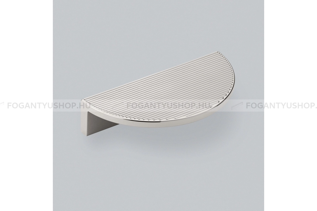 HENDEL & HENDEL Bútorfogantyú - Barrington bordázott félhold - furattáv 64 mm - polírozott nikkel - Zamak fém ötvözet - Prémium félhold alakú fogantyúk