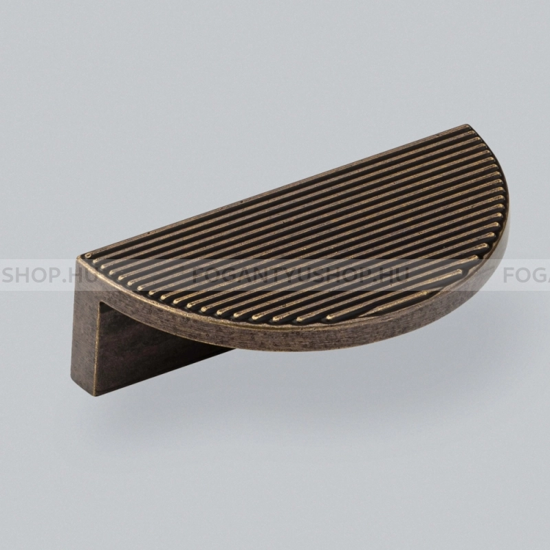 HENDEL & HENDEL Bútor fogantyú - Barrington bordázott félhold - furattáv 64 mm - bronz - Zamak fém ötvözet - Prémium félhold alakú fogantyúk