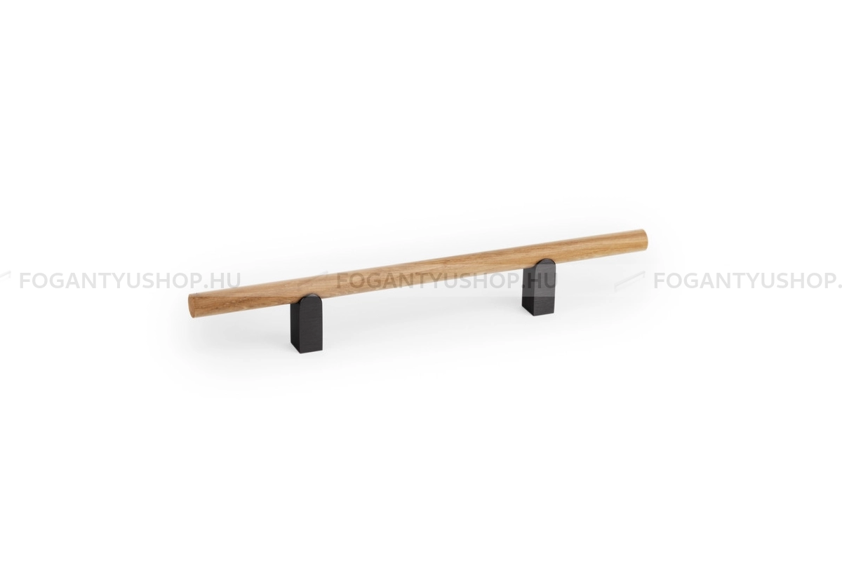VIEFE Bútorfogantyú - KUMO WOOD - furattáv 128 mm - Fekete titán - tölgy N3316 - Alumínium, Fa - Fával kombinált fém bútorfogantyú