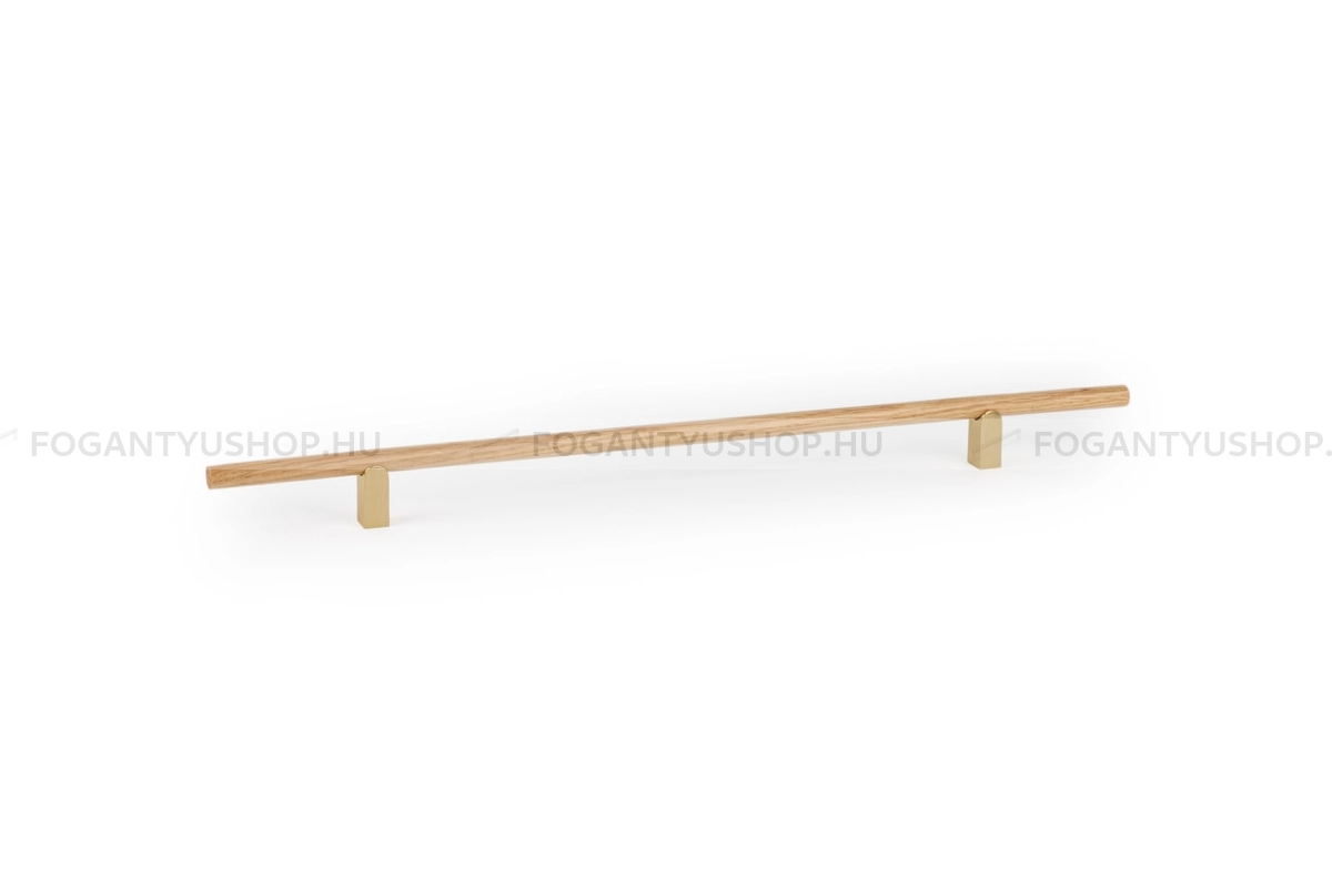 VIEFE Fogantyú - KUMO WOOD - furattáv 320 mm - Szálcsiszolt sárgaréz - tölgy N62016 - Alumínium, Fa - Fával kombinált fém bútorfogantyú