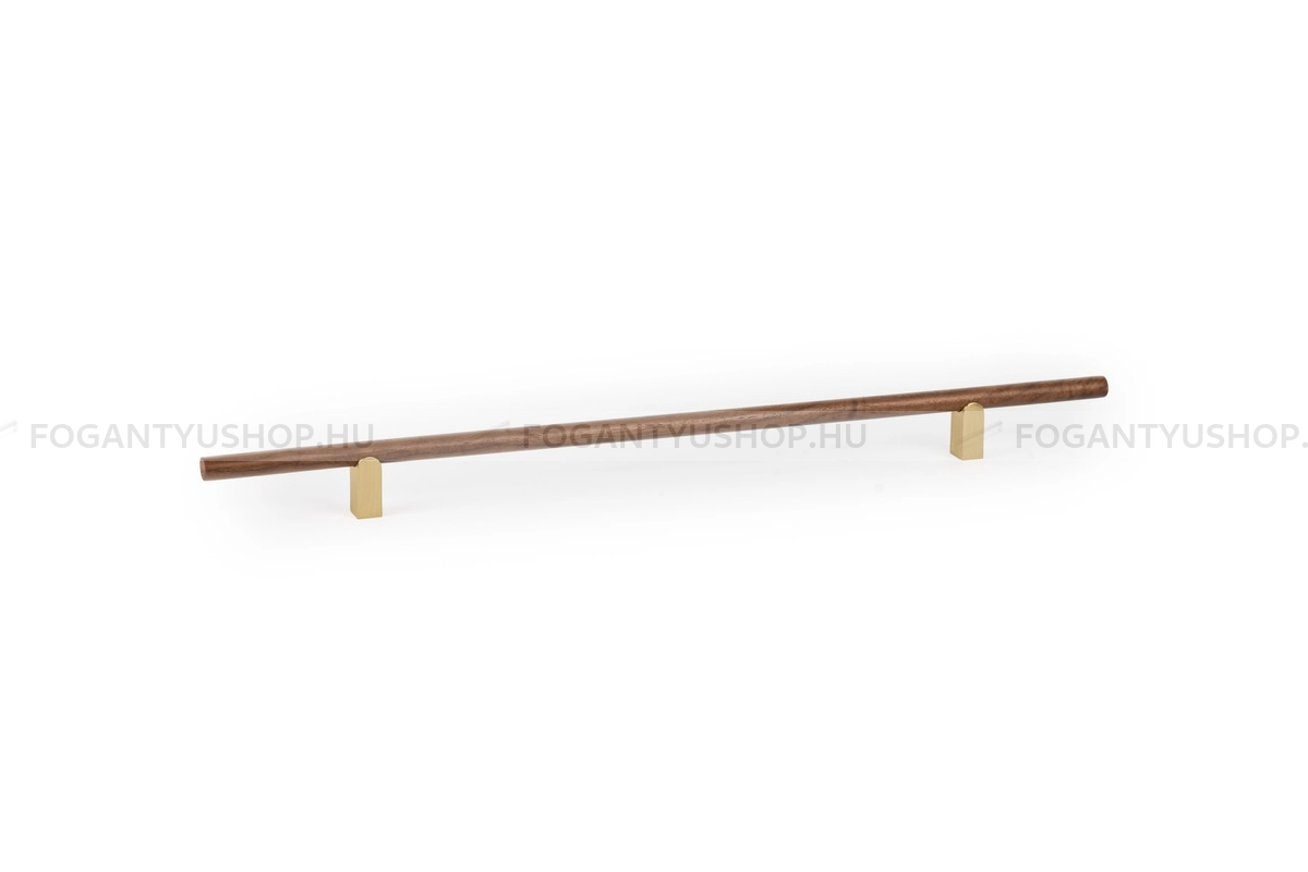 VIEFE Bútorfogantyú - KUMO WOOD - furattáv 320 mm - Szálcsiszolt sárgaréz - dió N62017 - Alumínium, Fa - Fával kombinált fém bútorfogantyú